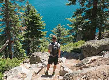 Hiking trail in Lake Tahoe with mountain views