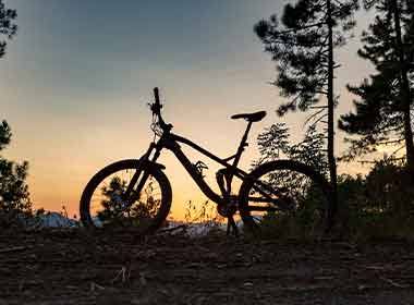 Mountain biking singletrack trail in the Sierra Nevada